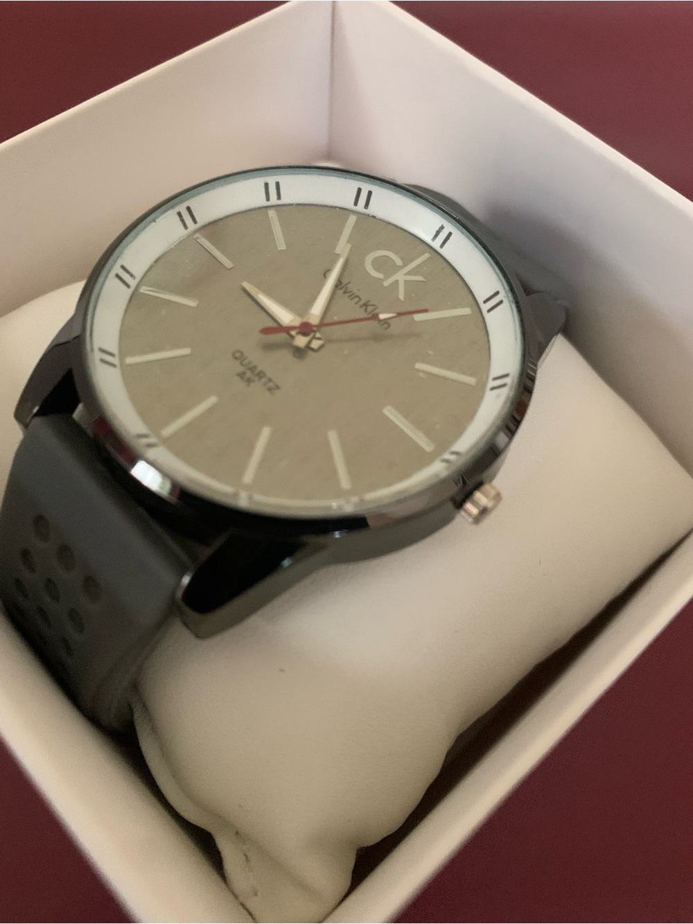 Calvin Klein Grey Y2K Dial Men's Quartz Watch with Red Seconds Hand